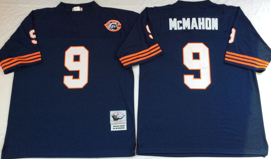 Men NFL Chicago Bears 9 McMahon blue Mitchell Ness jerseys
